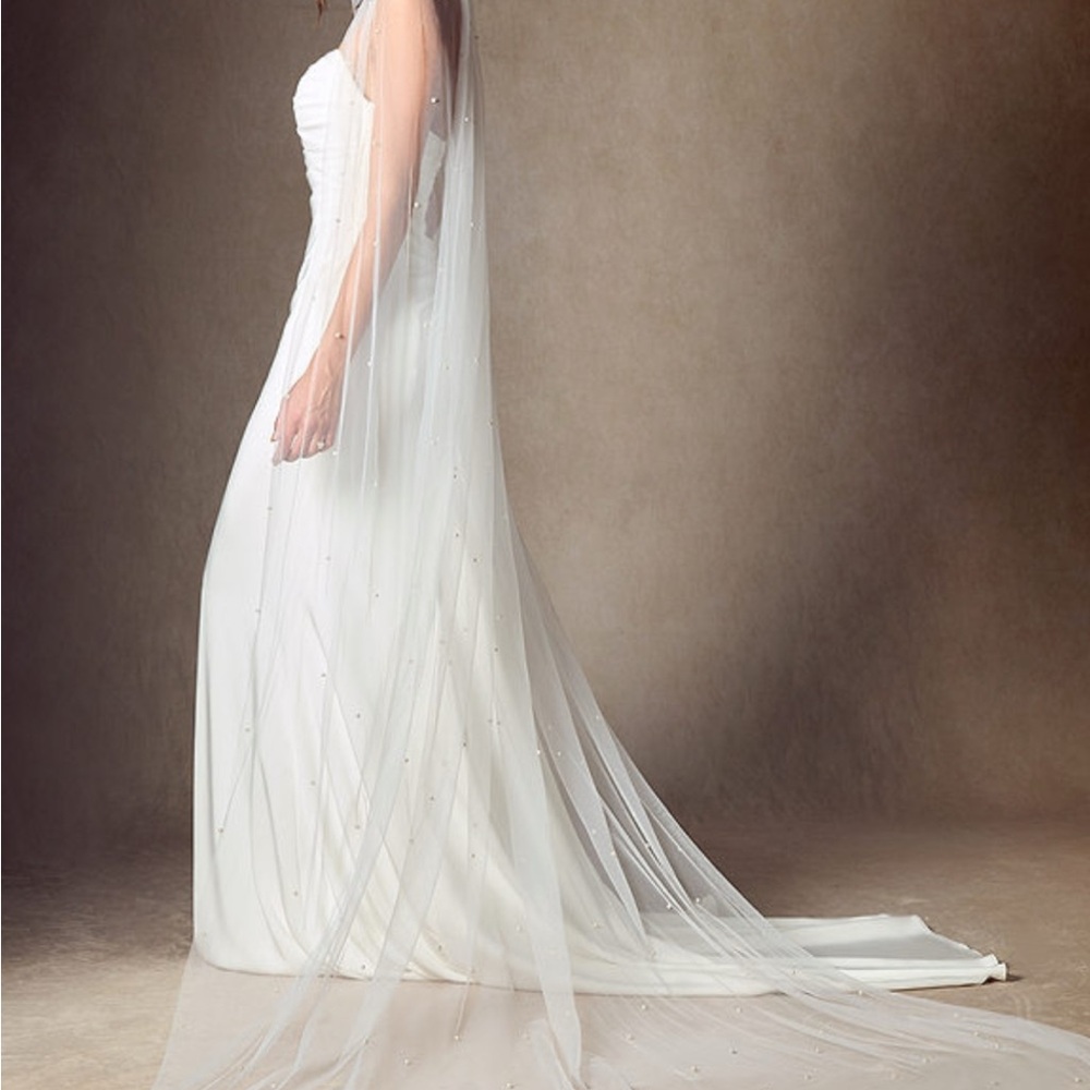 Azazie White Cathedral Length Pearl Veil